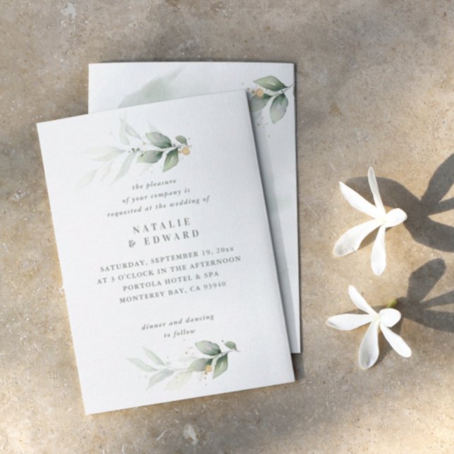 budget Eucalyptus modern minimal elegant wedding Note Card (Creator Uploaded)