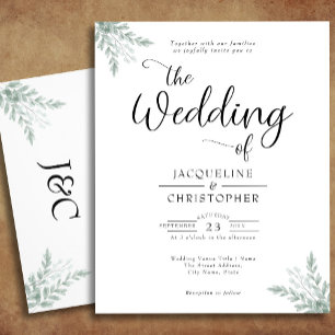 Budget Eucalyptus Monogram Wedding Invitation Flyer