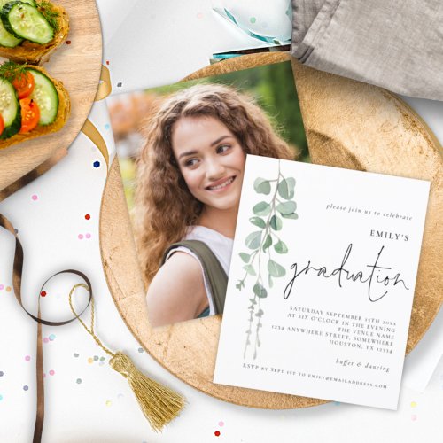 Budget Eucalyptus Photo 2024 Graduation Invite