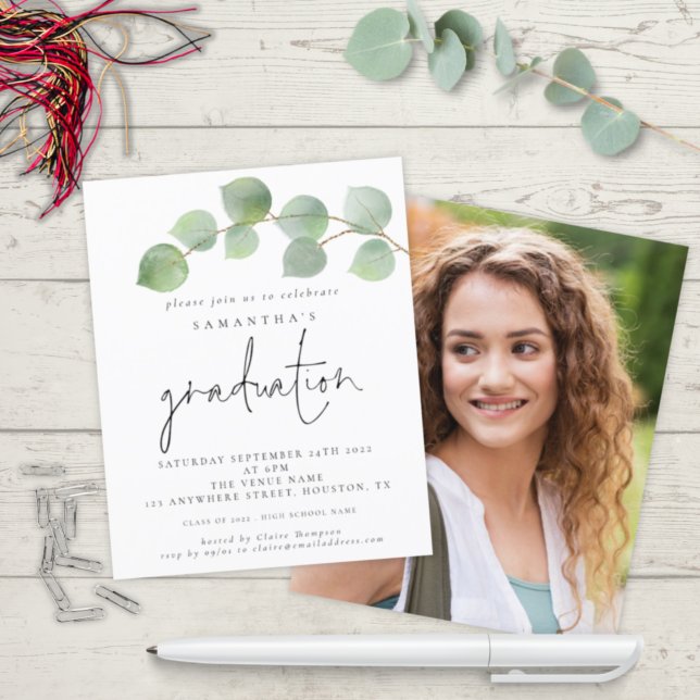 Budget Eucalyptus Photo 2024 Graduation Invite (Creator Uploaded)