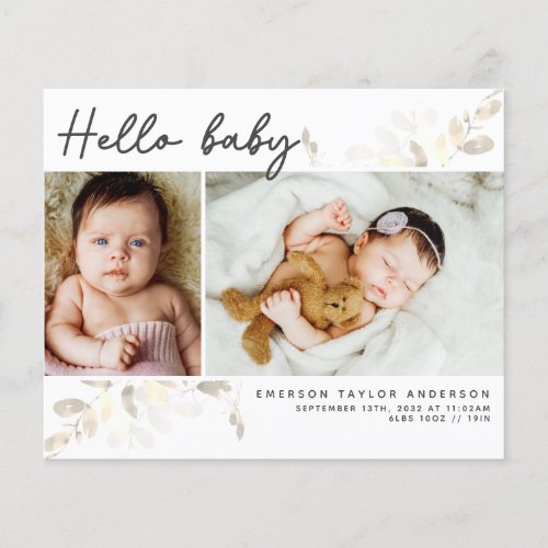 Budget Eucalyptus Photo Baby Thank You Card