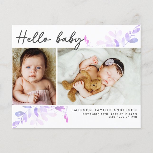 Budget Eucalyptus Photo Baby Thank You Card (Front)