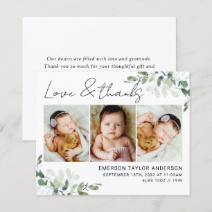Budget Eucalyptus Photo Baby Thank You Card