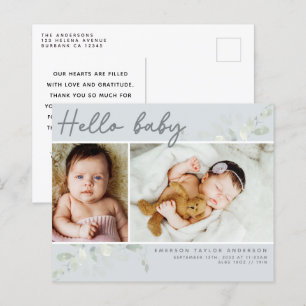 Budget Eucalyptus Photo Hello Baby Postcard