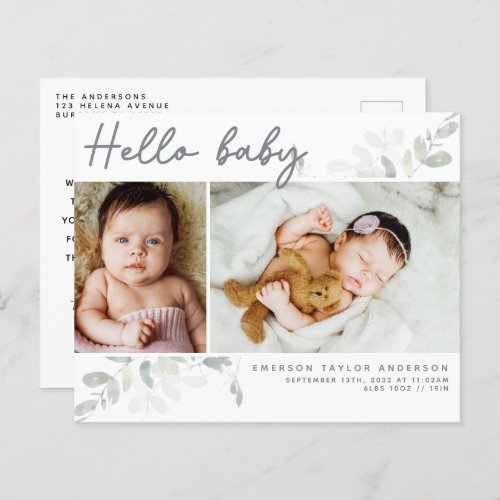 Budget Eucalyptus Photo Hello Baby Postcard