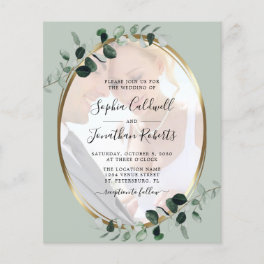 Budget Eucalyptus Photo Sage Wedding Invitation