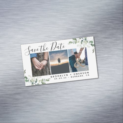 Budget Eucalyptus Photo Save the Date Business Card Magnet
