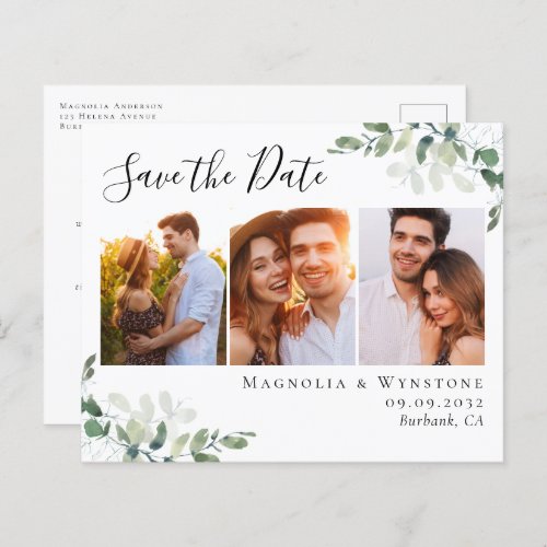 Budget Eucalyptus Photo Save the Date Postcard