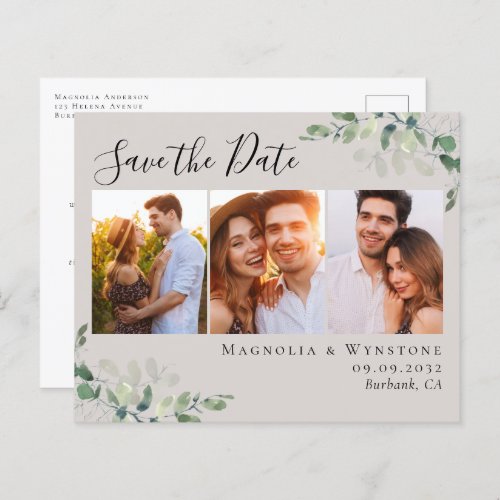 Budget Eucalyptus Photo Save the Date Postcard