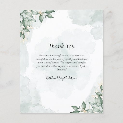 Budget Eucalyptus Photo Sympathy Thank You Card | Zazzle