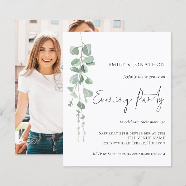 Budget Eucalyptus Photo Wedding Evening Party (Front/Back)