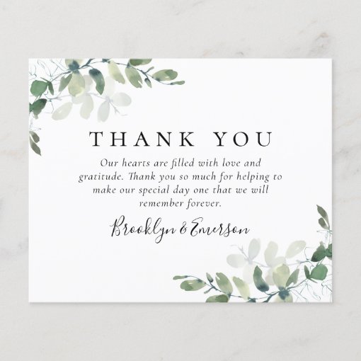 Budget Eucalyptus Photo Wedding Thank You Card 