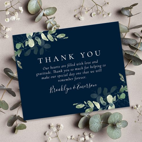 Budget Eucalyptus Photo Wedding Thank You Card