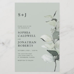 Budget Eucalyptus QR Code Monogram Wedding Invite