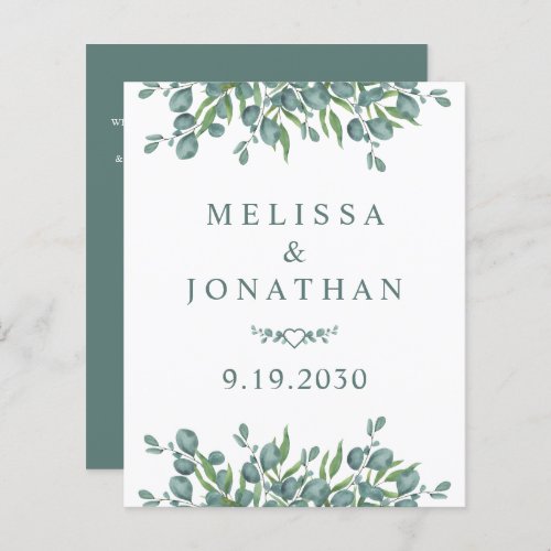 Budget Eucalyptus QR Code Wedding Invitation