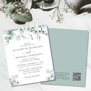Budget Eucalyptus QR Code Wedding Invitation