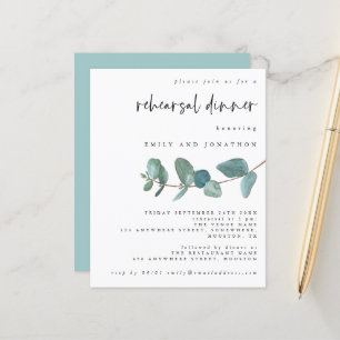 Budget Eucalyptus Rehearsal Dinner Invitation