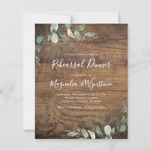 Budget Eucalyptus Rehearsal Dinner Invitation