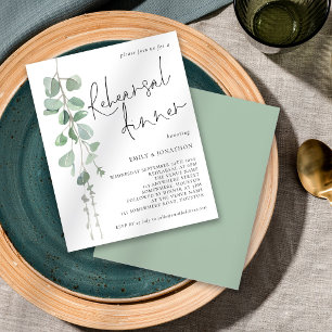 Budget Eucalyptus Rehearsal Dinner Invitation