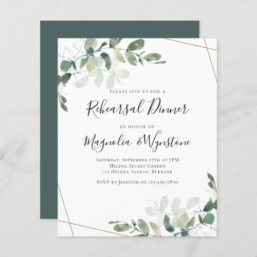 Budget Eucalyptus Rehearsal Dinner Invitation