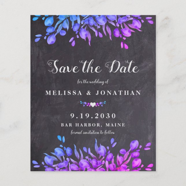 Budget Eucalyptus Rustic Slate Save The Date Postc (Front)