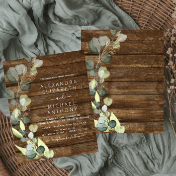 Budget Eucalyptus Rustic Wedding Invitation Flyer by Hot_Foil_Creations at Zazzle