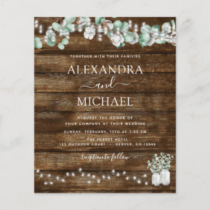 Budget Eucalyptus Rustic Wedding Invitations Flyer