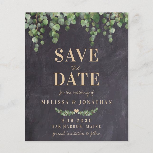 Budget Eucalyptus Rustic Wedding Save The Date (Front)