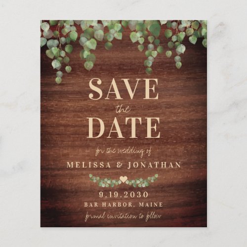 Budget Eucalyptus Rustic Wood Save The Date