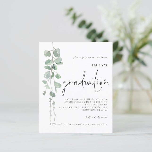 Budget Eucalyptus Script 2024 Graduation Invite (Standing Front)