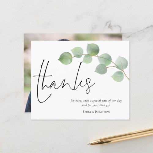 Budget Eucalyptus Script Photo Wedding Thanks