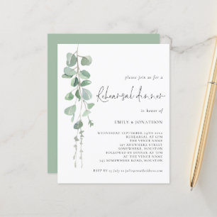 Budget Eucalyptus Script Rehearsal Dinner Invite