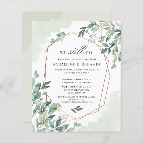 Budget Eucalyptus Script Wedding Vow Renewal