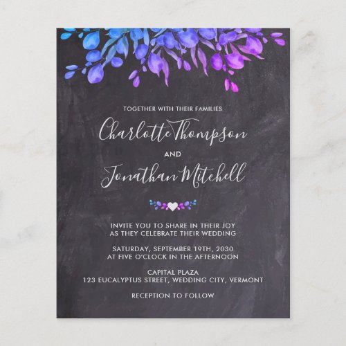 Budget Eucalyptus Slate Botanical Wedding Invite