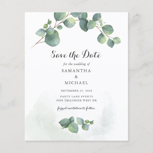 Budget Eucalyptus Succulent Floral Save The Date