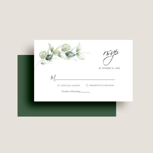 Budget Eucalyptus Succulent Wedding RSVP Card 
