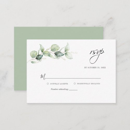Budget Eucalyptus Succulent Wedding RSVP Card