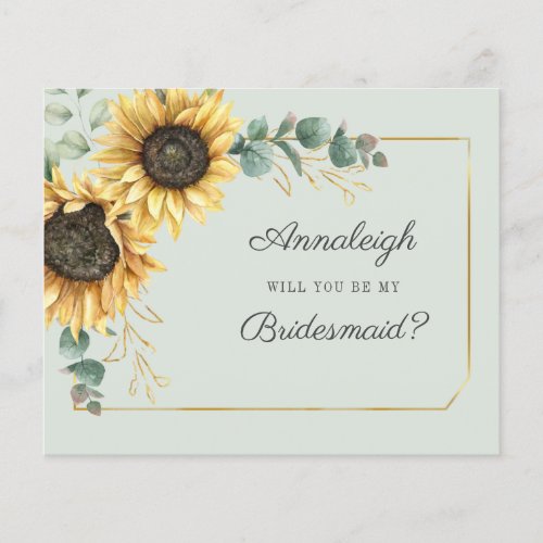 Budget Eucalyptus Sunflower Be My Bridesmaid