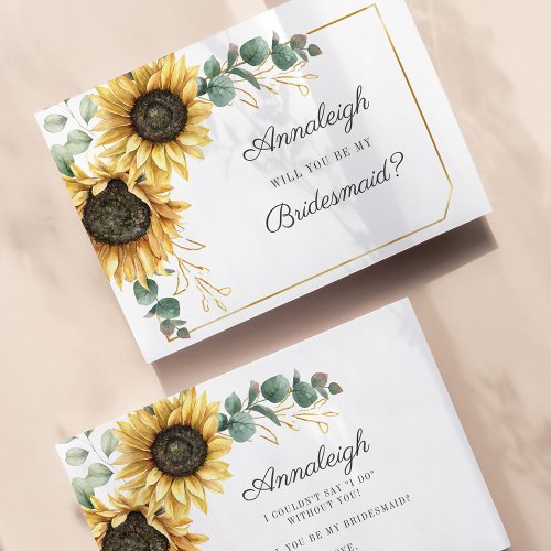 Budget Eucalyptus Sunflower Be My Bridesmaid