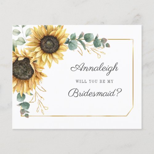 Budget Eucalyptus Sunflower Be My Bridesmaid