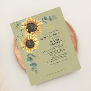Budget Eucalyptus Sunflower Bridal Shower Invite