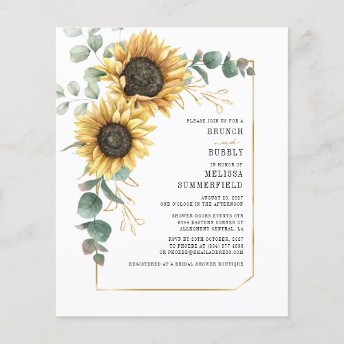 Budget Eucalyptus Sunflower Floral Brunch Bubbly