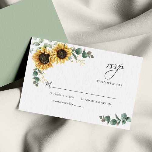 Budget Eucalyptus Sunflower Floral RSVP Card