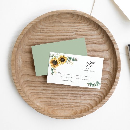 Budget Eucalyptus Sunflower Wedding RSVP Card