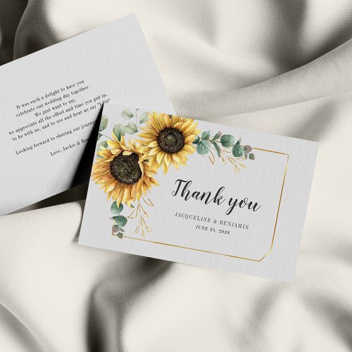Budget Eucalyptus Sunflower Wedding Thank You Note Card