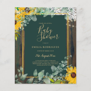BUDGET Eucalyptus Sunflowers BABY SHOWER Rustic Fl Flyer