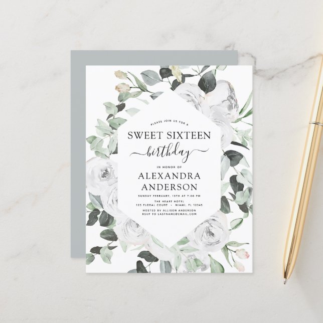 Budget Eucalyptus Sweet Sixteen Birthday (Front/Back In Situ)