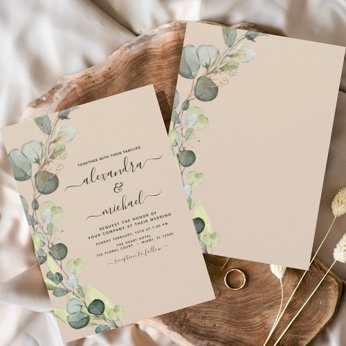 Budget Eucalyptus Terracotta Wedding Invitation