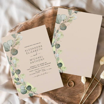 Budget Eucalyptus Terracotta Wedding Invitations Flyer by Hot_Foil_Creations at Zazzle