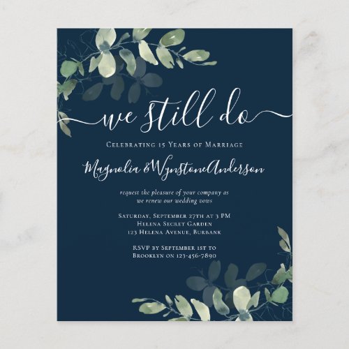 Budget Eucalyptus Vow Renewal Invitation